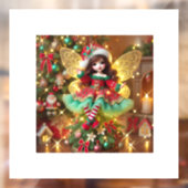 クリスマスツリー上の可愛い妖精カラフルデザイン ウィンドウサイン (シート2)