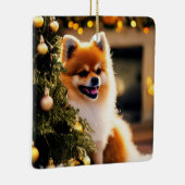 クリスマスツリー下のポメラニア犬 セラミックオーナメント (右)