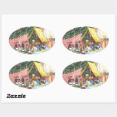 クリスマスツリー下の出生 楕円形シール (シート)