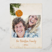 クリスマスツリー乾燥柑橘類フルーツスライス写真 箔シーズンカード (裏面)