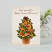 クリスマスツリー乾燥柑橘類フルーツスライス写真 箔シーズンカード (立ち正面)