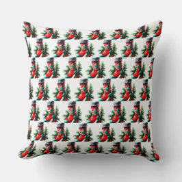 クリスマスツリー付きの赤いクリスマスシューズ クッション