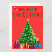 クリスマスツリー付きクリスマスカードのカスタマイズ シーズンカード (正面/裏面)