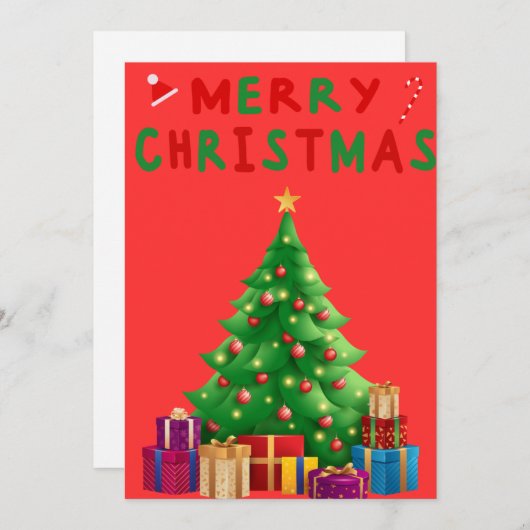 クリスマスツリー付きクリスマスカードのカスタマイズ シーズンカード (正面/裏面)