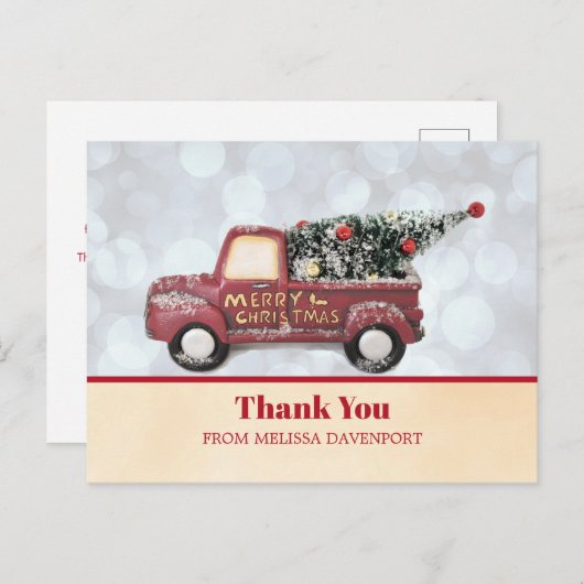 クリスマスツリー付きクリスマスデリバリートラック ポストカード (正面/裏面)