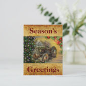 クリスマスツリー付きクリスマスファームトラクタ シーズンカード (スタンド正面)