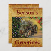 クリスマスツリー付きクリスマスファームトラクタ シーズンカード (正面/裏面)