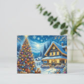クリスマスツリー付きクリスマスホーム2 ポストカード (スタンド正面)