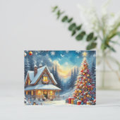 クリスマスツリー付きクリスマスホーム3 ポストカード (スタンド正面)