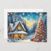 クリスマスツリー付きクリスマスホーム3 ポストカード (正面/裏面)