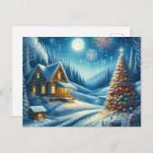 クリスマスツリー付きクリスマスホーム5 ポストカード (正面/裏面)