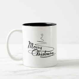 クリスマスツリー付きクリスマス文字 ツートーンマグカップ