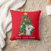 クリスマスツリー付きクリスマス猫 クッション (ブランケット)