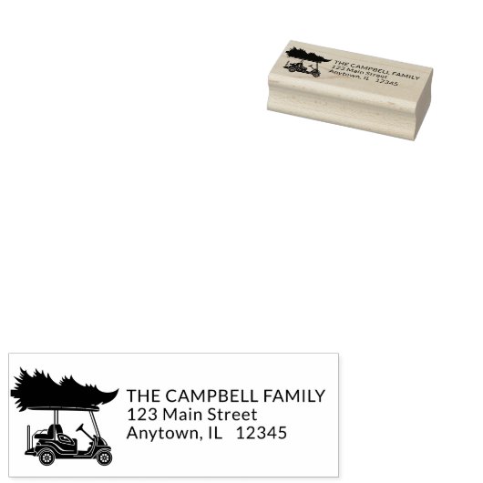 クリスマスツリー付きゴルフカート差出人住所 ラバースタンプ (押印)