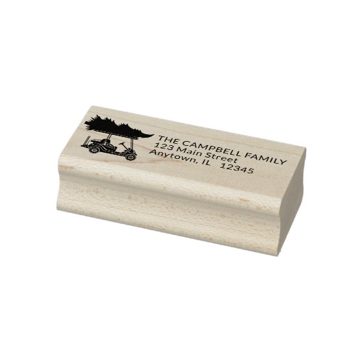 クリスマスツリー付きゴルフカート差出人住所 ラバースタンプ (スタンプ)