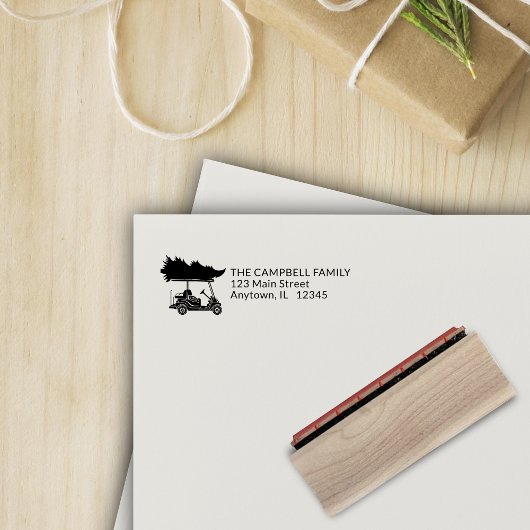 クリスマスツリー付きゴルフカート差出人住所 ラバースタンプ