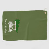 クリスマスツリー付きゴルフカート |オリーブグリーン ゴルフタオル (横)