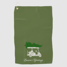 クリスマスツリー付きゴルフカート |オリーブグリーン ゴルフタオル