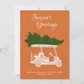 クリスマスツリー付きゴルフカート・オレンジミニマリスト シーズンカード (正面)