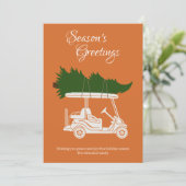 クリスマスツリー付きゴルフカート・オレンジミニマリスト シーズンカード (スタンド正面)