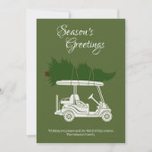 クリスマスツリー付きゴルフカート・グリーンミニマリスト シーズンカード (正面)