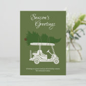 クリスマスツリー付きゴルフカート・グリーンミニマリスト シーズンカード (スタンド正面)