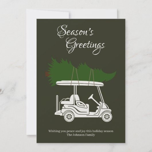 クリスマスツリー付きゴルフカート・ダークグリーンミニマル シーズンカード (正面)