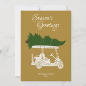 クリスマスツリー付きゴルフカート・金ゴールド写真 シーズンカード (正面)