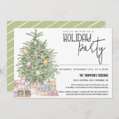 クリスマスツリー付きホリデーパーティー招待状 招待状 (正面/裏面)