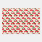 クリスマスツリー付き小さな赤い車 ラッピングペーパーシート (正面3)