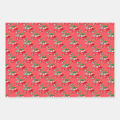 クリスマスツリー付き小さな赤い車 ラッピングペーパーシート (正面3)