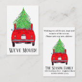 クリスマスツリー付き新しい住所レッドフィアット500 名刺 (正面/裏面)