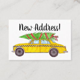 クリスマスツリー付き新しい住所NYタクシー 名刺