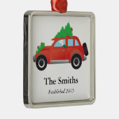 クリスマスツリー付き英語のセッター犬の運転車 メタルオーナメント (右)