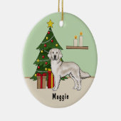 クリスマスツリー付き英語クリームゴールデンレトリバー セラミックオーナメント (右)