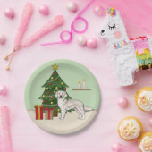 クリスマスツリー付き英語クリームゴールデンレトリバー ペーパープレート (パーティー)