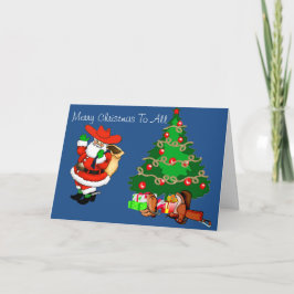 クリスマスツリー付き西カウボーイサンタ シーズンカード