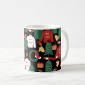 クリスマスツリー付き、かわいい手描きのシームレスな模様 コーヒーマグカップ (正面右)