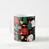 クリスマスツリー付き、かわいい手描きのシームレスな模様 コーヒーマグカップ (正面左)