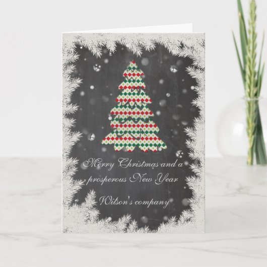 クリスマスツリー企業のカレンダー2018 chalkboard シーズンカード (正面)
