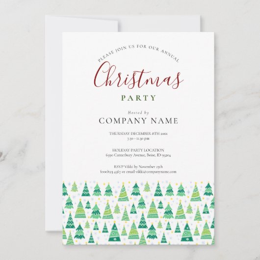 クリスマスツリー企業のホリデーパーティー 招待状 (正面)