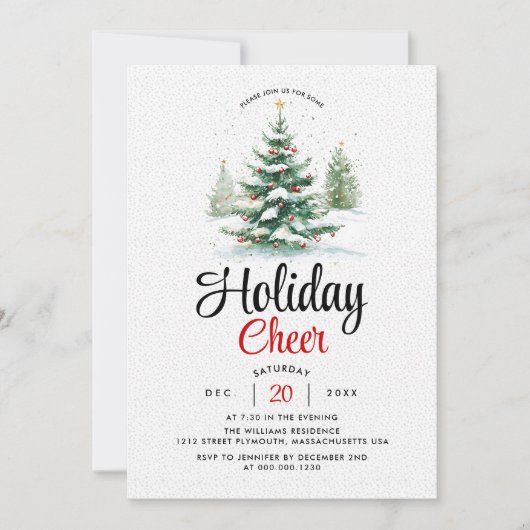 クリスマスツリー休日応援パーティー 招待状 (正面)