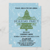 クリスマスツリー会社ホリデーパーティブルースノー 招待状 (正面/裏面)