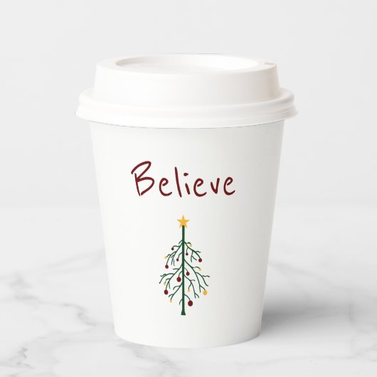 クリスマスツリー信じかわいい紙カップ 紙コップ (正面)