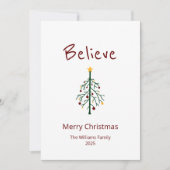 クリスマスツリー信じサンタホリデーカード シーズンカード (正面)