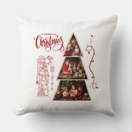 クリスマスツリー写真コラージュレッドスタイル クッション