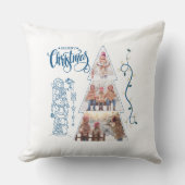 クリスマスツリー写真コラージングブルースタイル クッション (正面)