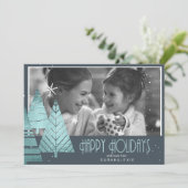 クリスマスツリー写真テンプレートティール（緑がかった色）ID863 招待状 (スタンド正面)