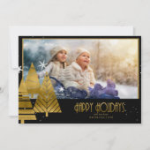 クリスマスツリー写真テンプレート金ゴールドID863 招待状 (正面)