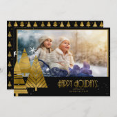 クリスマスツリー写真テンプレート金ゴールドID863 招待状 (正面/裏面)